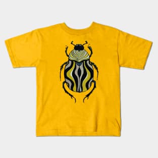 Cool Beetle With Stripes Ink Drawing Kids T-Shirt